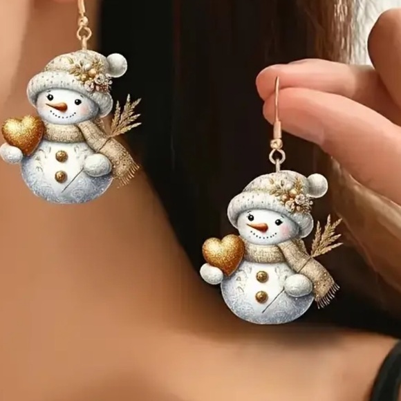 ⛄️🎄Snowman Acrylic Dangle Earrings - Picture 1 of 10